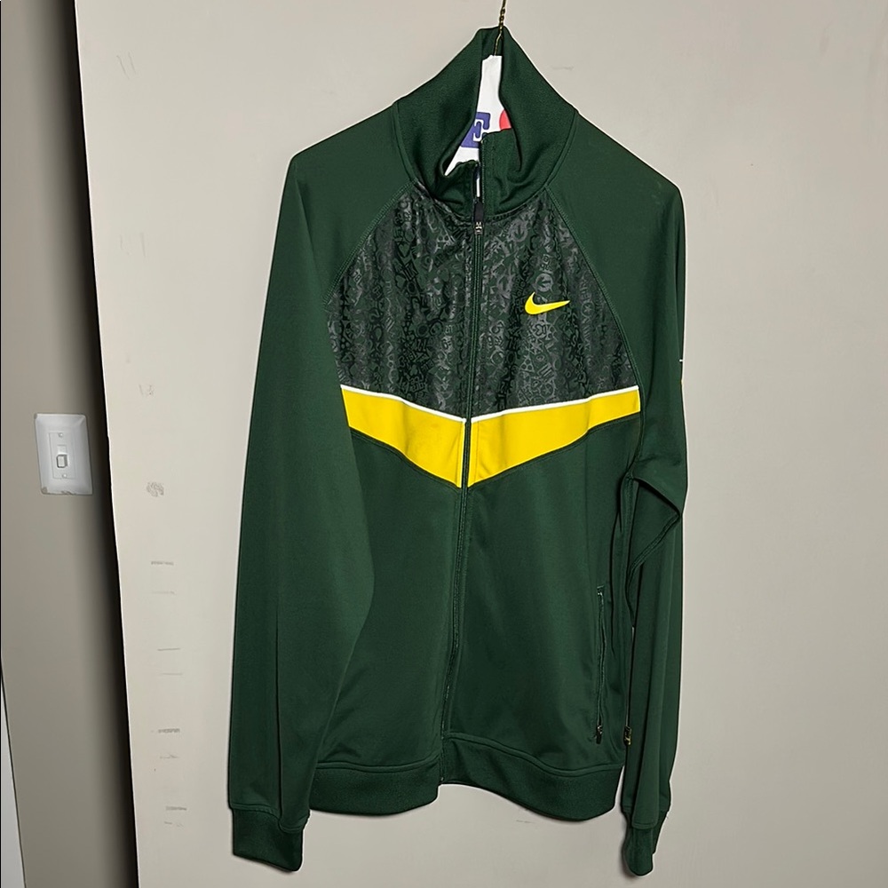 Nike Livestrong 10/2 dark green and Yellow University of Oregon zip up Jacket